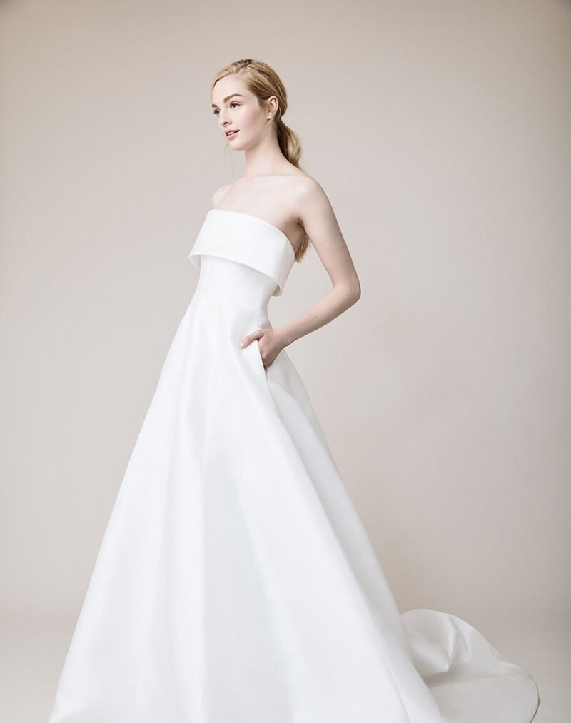 Grosgrain Banded Stretch Lace Wedding Dress