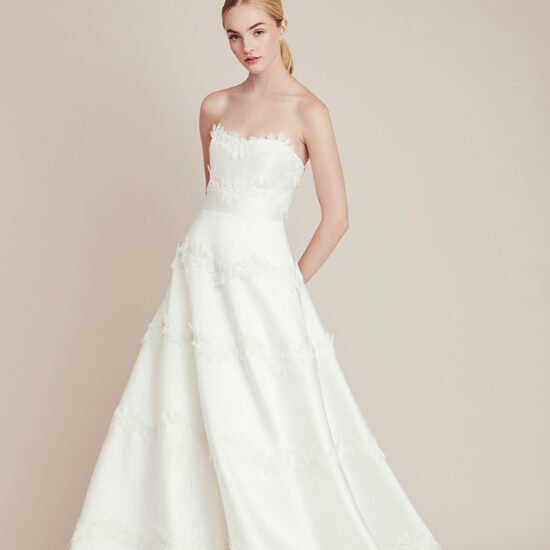 Floral Tulle Wedding Dress with Removable Sleeves