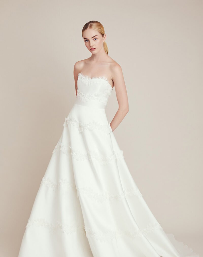 Floral Tulle Wedding Dress with Removable Sleeves