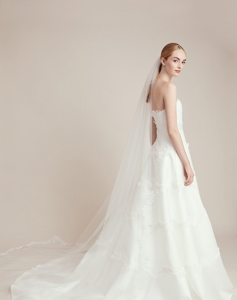 Floral Tulle Wedding Dress with Removable Sleeves - Image 2
