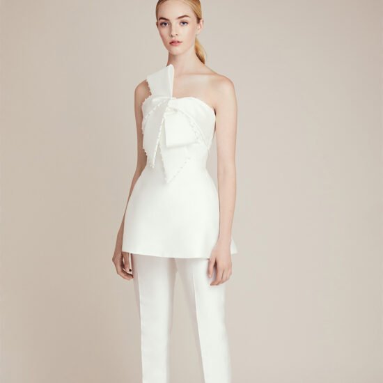 Pearl Trimmed Off-the-Shoulder Wedding Dress