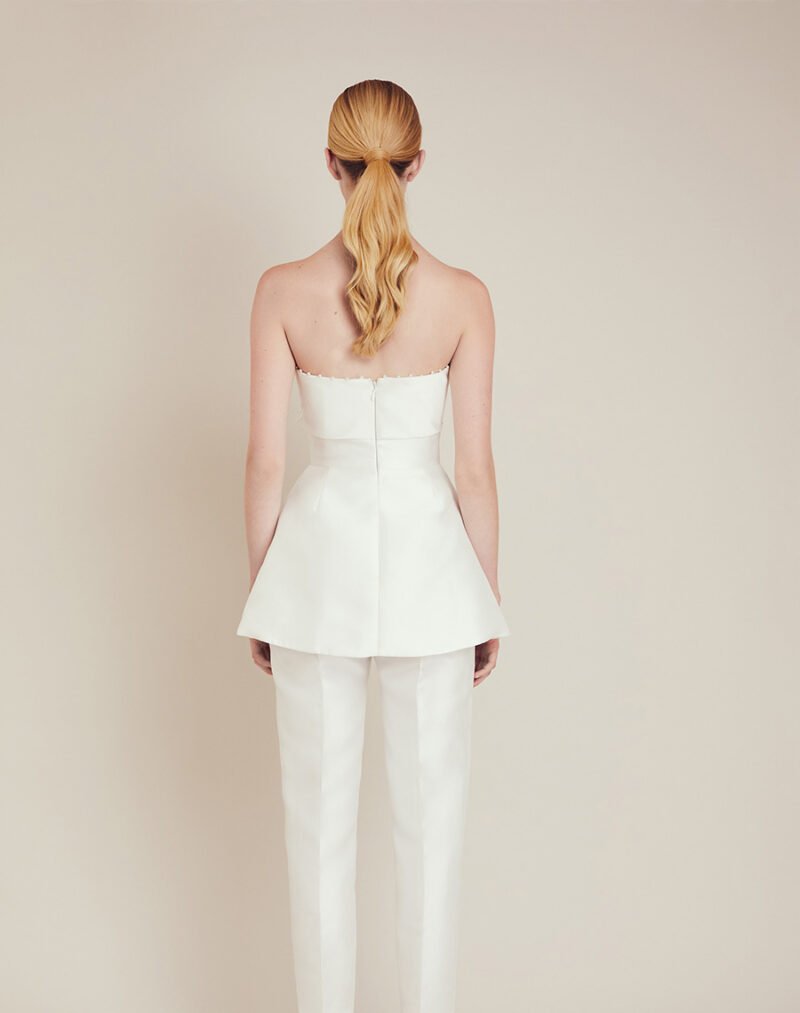 Pearl Trimmed Off-the-Shoulder Wedding Dress - Image 2