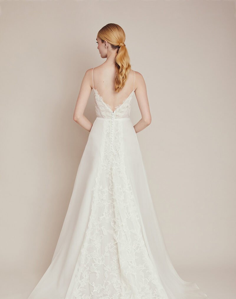 Illusion Deep-V Spaghetti Strap Wedding Dress - Image 2